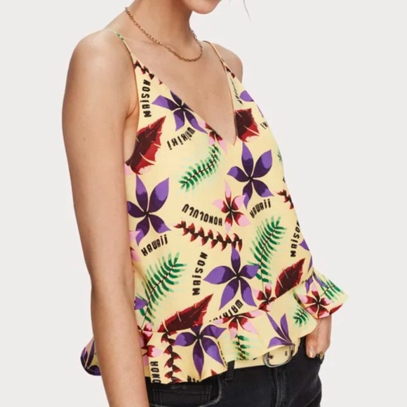 SCOTCH & SODA Peplum Tank Top Floral Print V-Neck Camisole Top size M - Picture 1 of 4